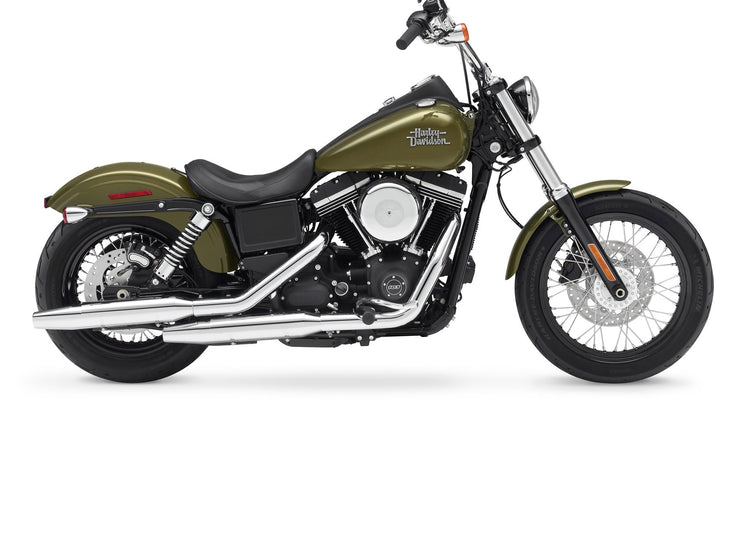 Bullet slip-on mufflers on Harley Dyna Motorcycle